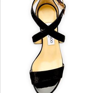 Jimmy Choo Chiara Glitter Lace Demi-Wedge Sandal